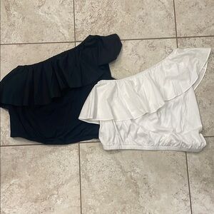 Black and White Off-Shoulder Tops